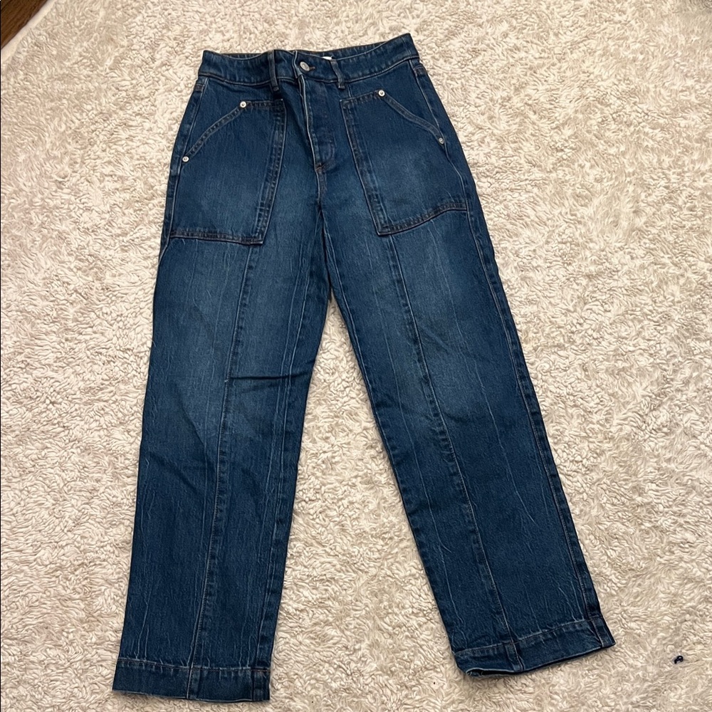 Loft straight wide leg button butterfly Jean. Size 24